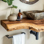 Floating Edge Bathroom Vanity Shelf, solid wood, built to order