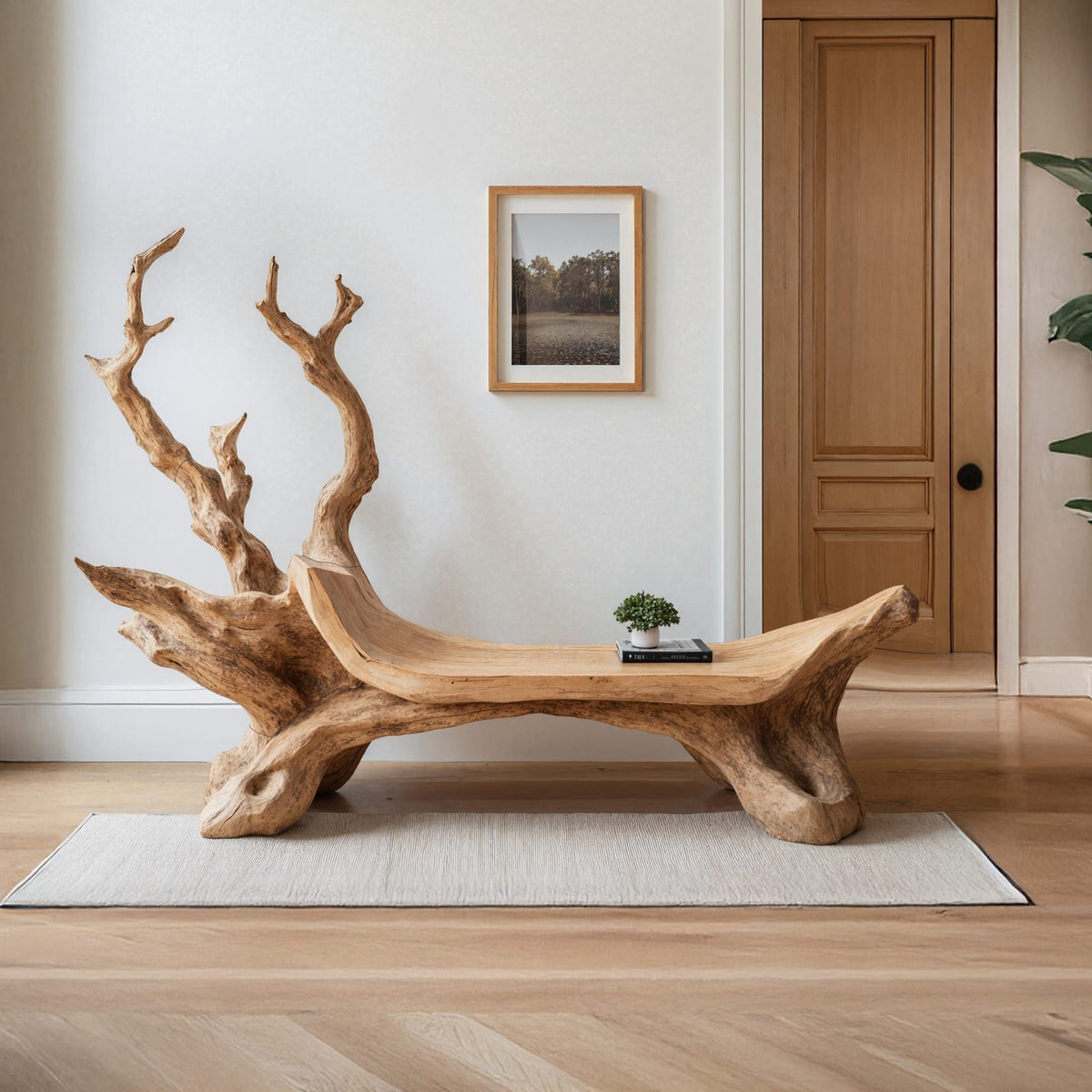 Mid Century Wooden Bench, solid wood, built to order