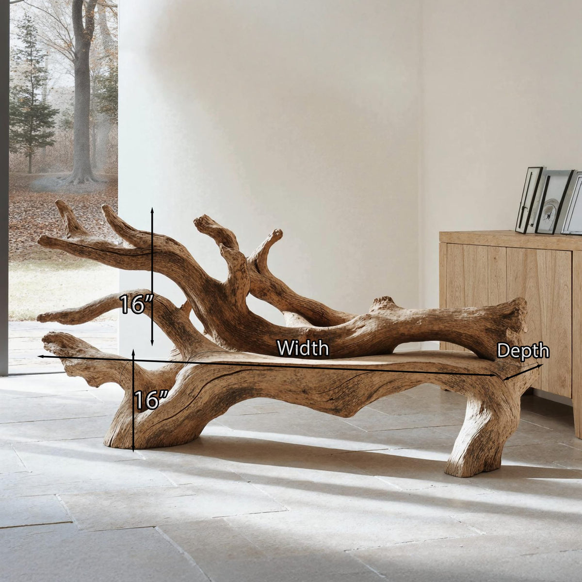 Handcrafted Branch Bench, solid wood, built to order