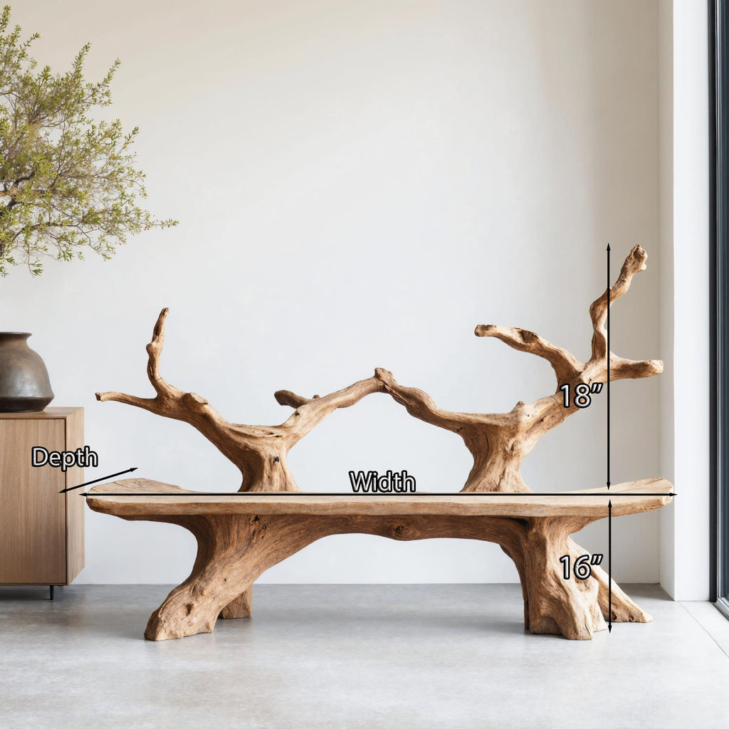 Mid Century Live Edge Bench, solid wood, built to order