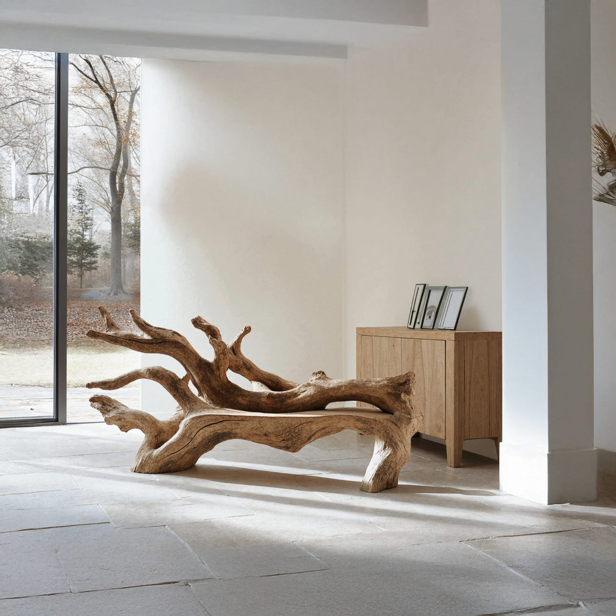 Handcrafted Branch Bench, solid wood, built to order