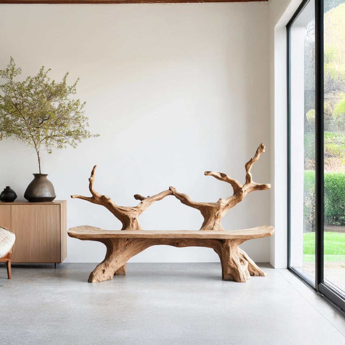 Mid Century Live Edge Bench, solid wood, built to order