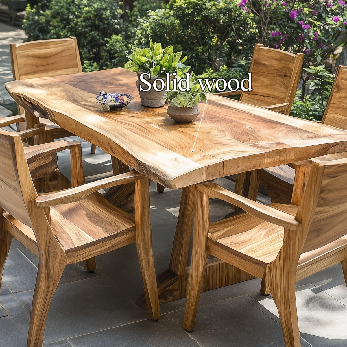 Family Dining Set Garden Dining Table Handcrafted Decor Garden Gift, solid wood, built to order