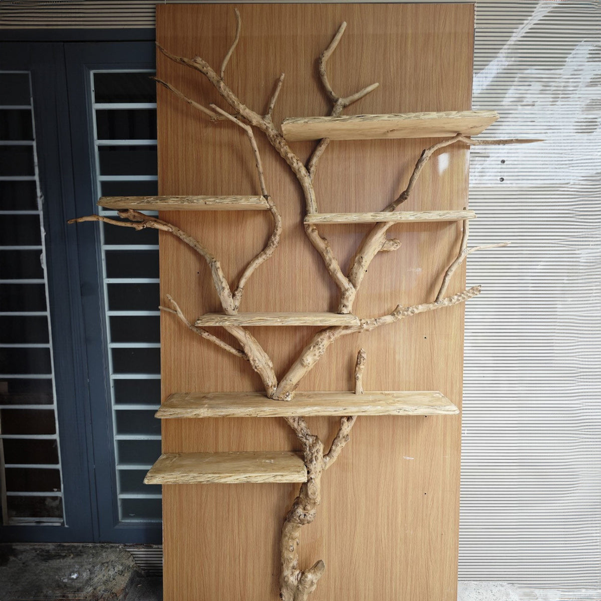 Elegant Wild Mulberry Tree Bookshelf Floating Shelves Live Edge, solid wood, built to order