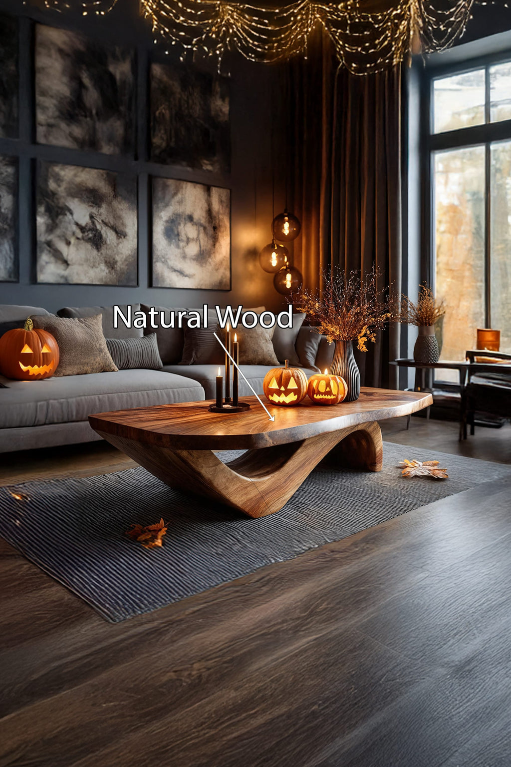 Mid Century Solid Coffee Table Livingroom Decor Trick Or Treat, solid wood, built to order