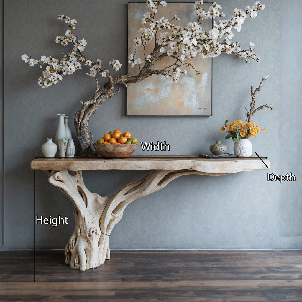Floating Edge Console Table Handcraft Table Decor, solid wood, built to order