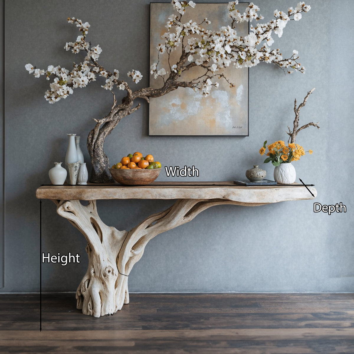 Floating Edge Console Table Handcraft Table Decor, solid wood, built to order