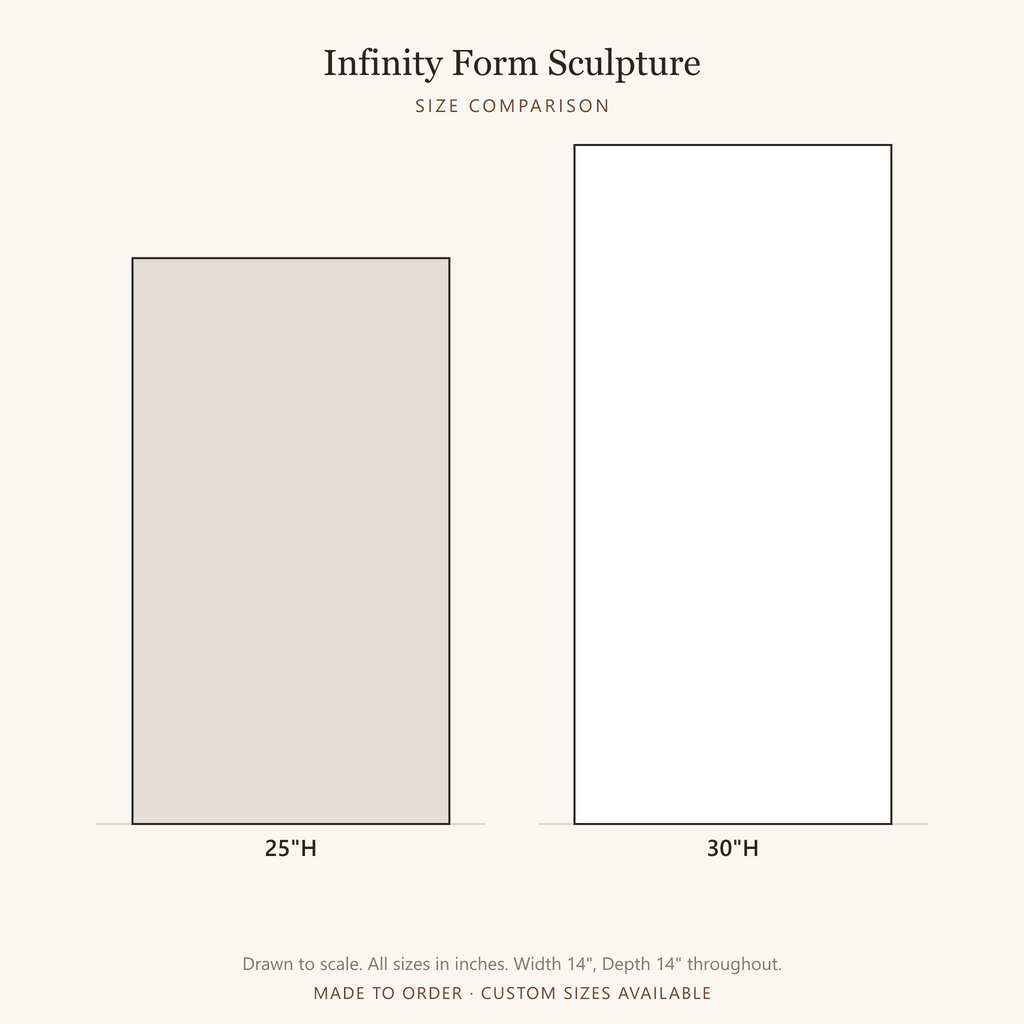 Infinity Sculpture - size comparison, all available sizes drawn to scale