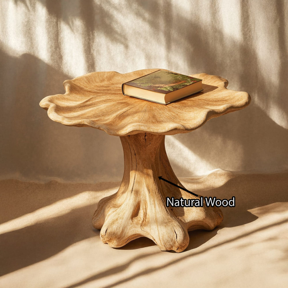 Minimalist Mushroom End Table, solid wood, built to order