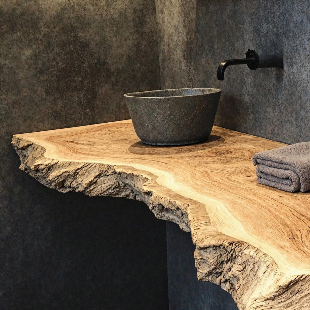 Bathroom Vanity Floating Shelf with Elegant Wooden Finish, solid wood, built to order