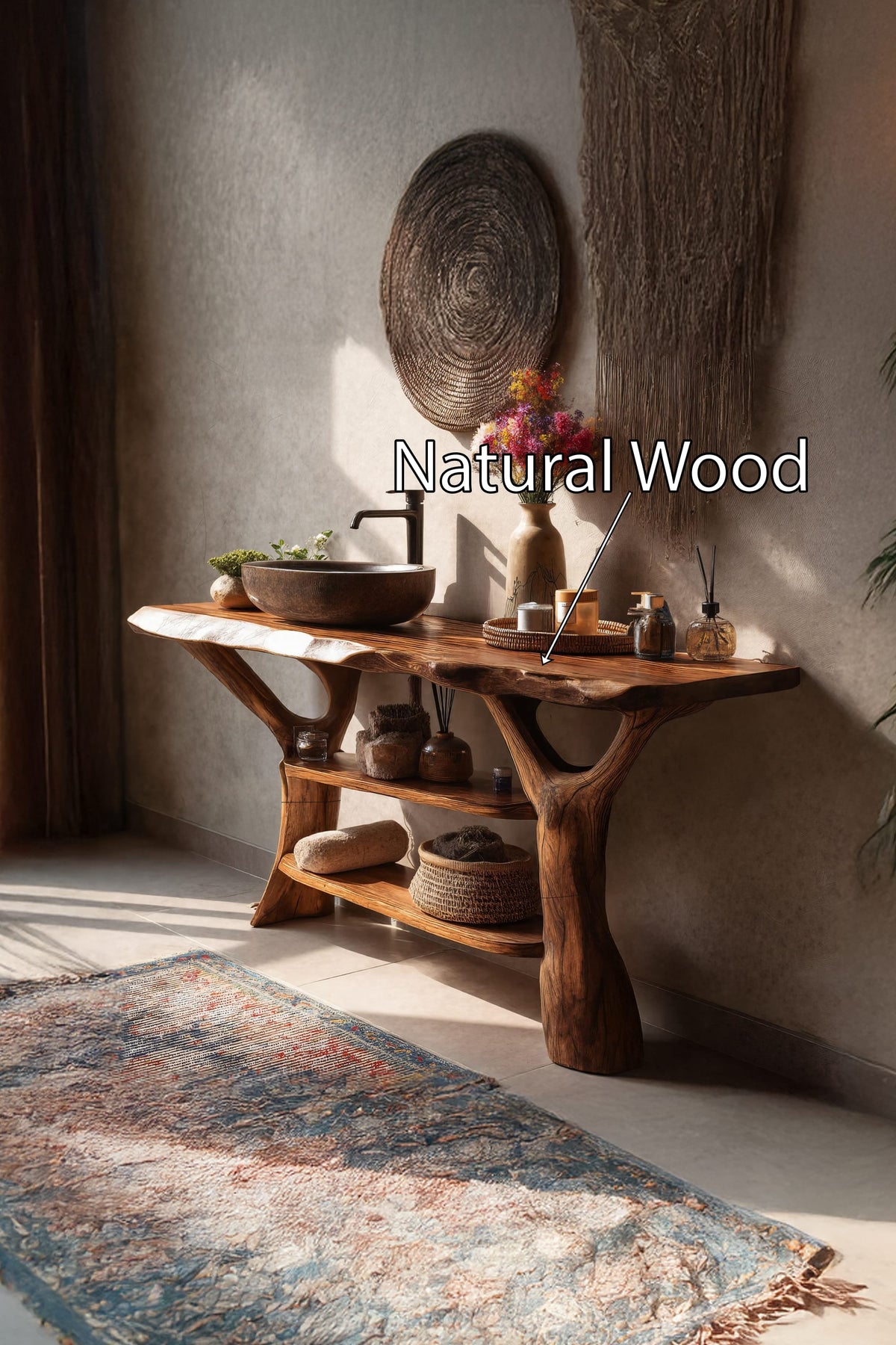 Mid Century Solid Bathroom Vanity, solid wood, built to order
