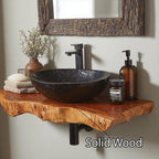 Floating Edge Bathroom Wood Shelf, solid wood, built to order