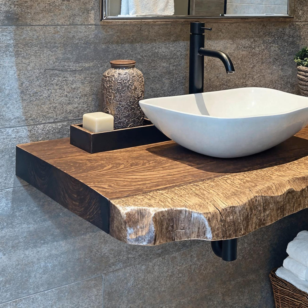 Floating Vanity Shelf, solid wood, built to order