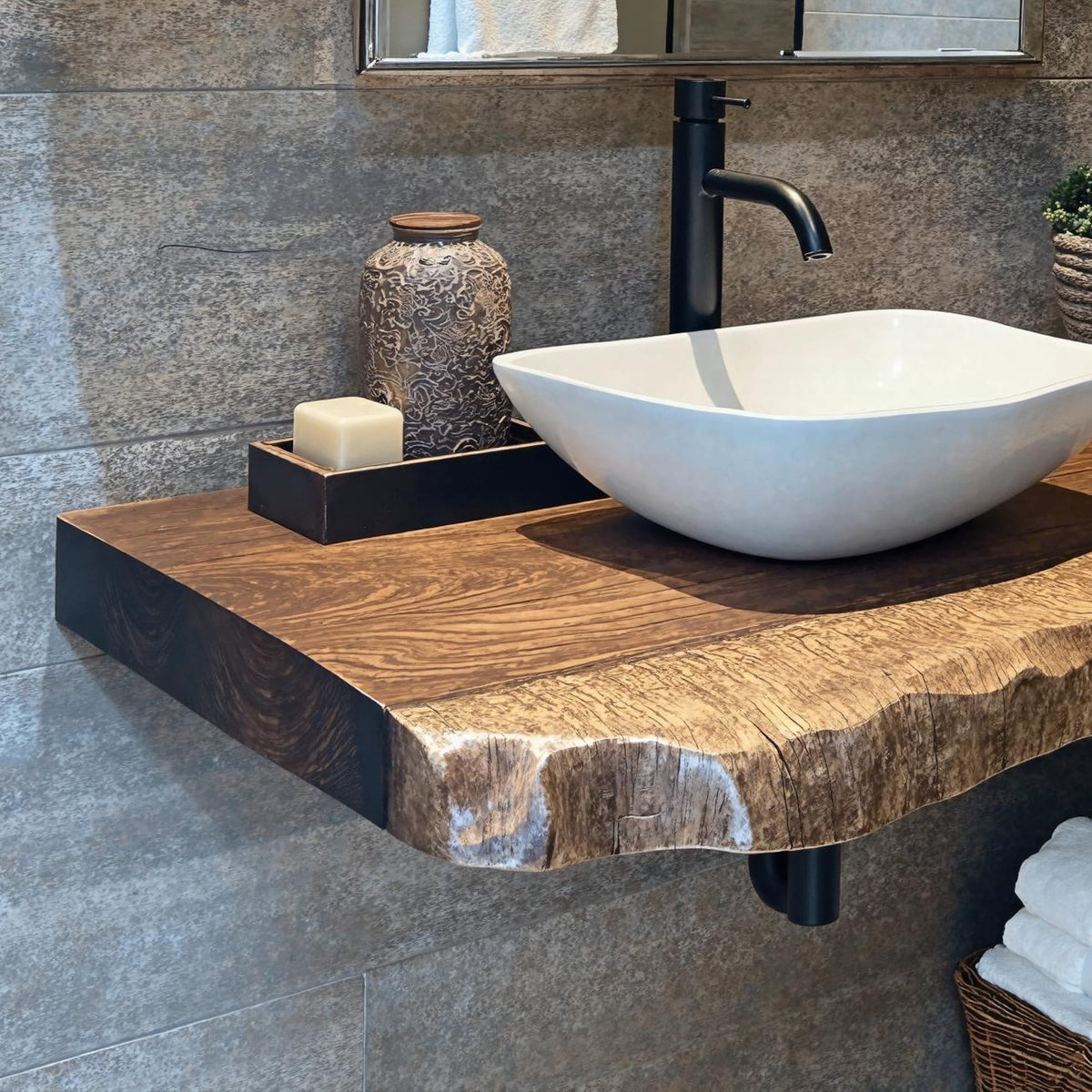 Floating Vanity Shelf, solid wood, built to order