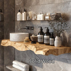 Handcrafted Counter Bathroom Vanity Shelf, solid wood, built to order