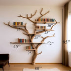Elegant Wild Mulberry Tree Bookshelf Floating Shelves Live Edge, solid wood, built to order