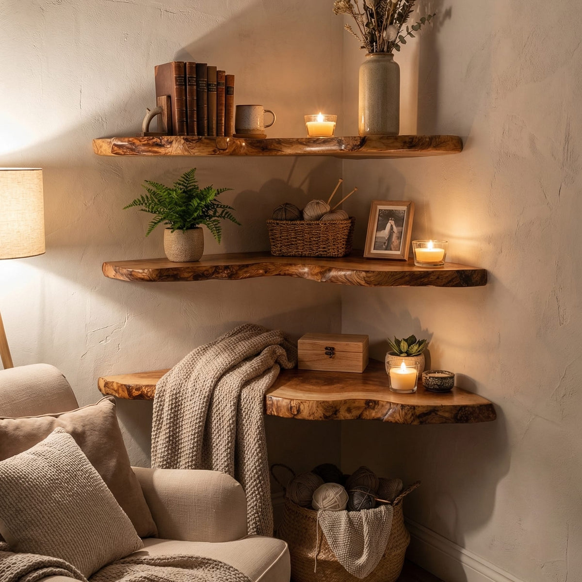 Custome Floating Shelf Corner Book, solid wood, built to order