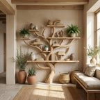 Corner Branch Shelf Wood Bookcase Wall Mounted, solid wood, built to order