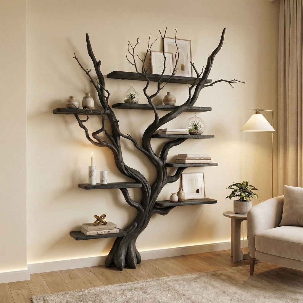 Tree Bookshelf Driftwood Branch Floating Bookshelf, solid wood, built to order