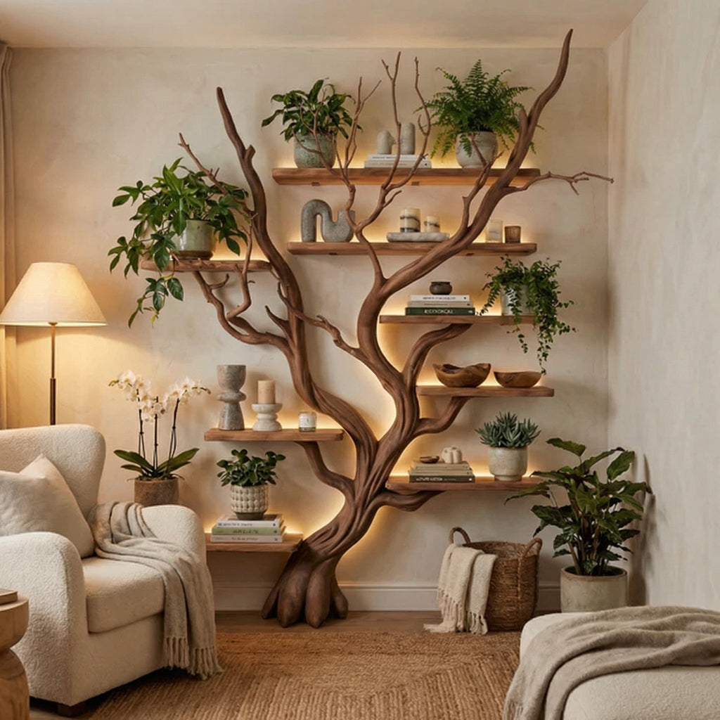 Tree Bookshelf Driftwood Branch Floating Bookshelf, solid wood, built to order
