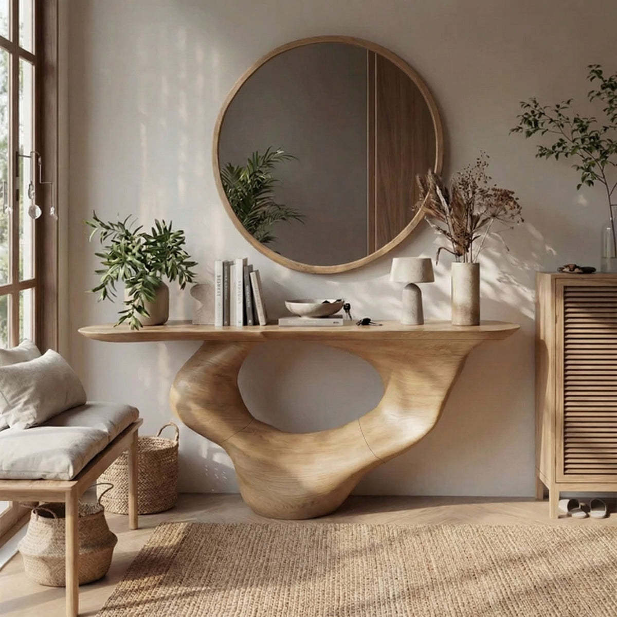 Console Table Art Solid Narrow, solid wood, built to order