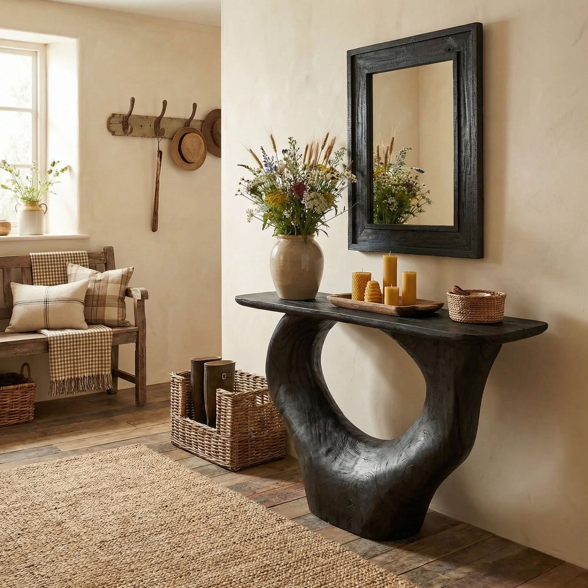 Console Table Art Solid Narrow, solid wood, built to order