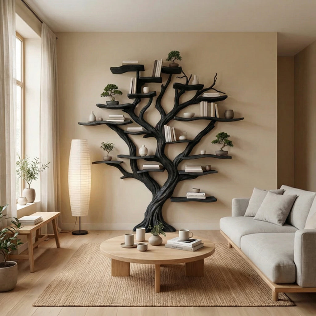 Tree Branch Bookshelf Decor Solid Carving, solid wood, built to order