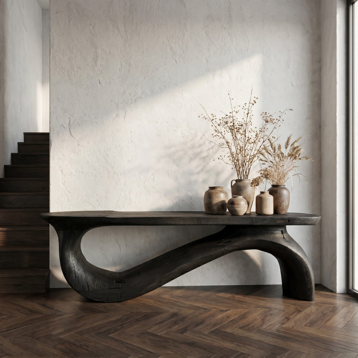 Sculptural Deco Console Table