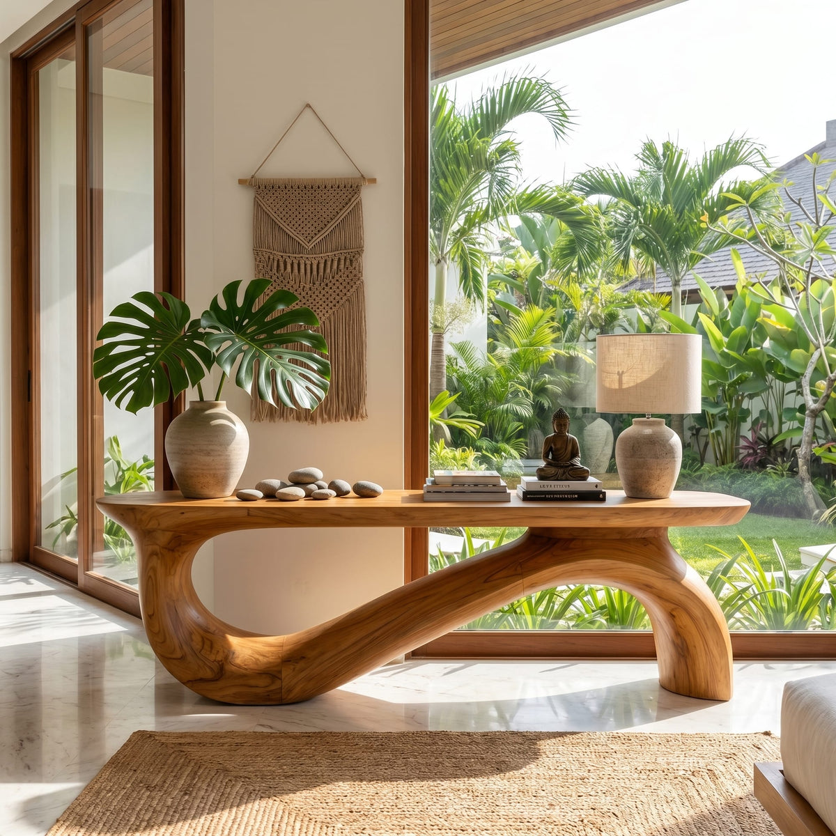 Sculptural Deco Console Table