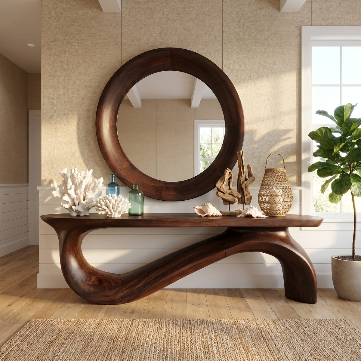 Sculptural Deco Console Table