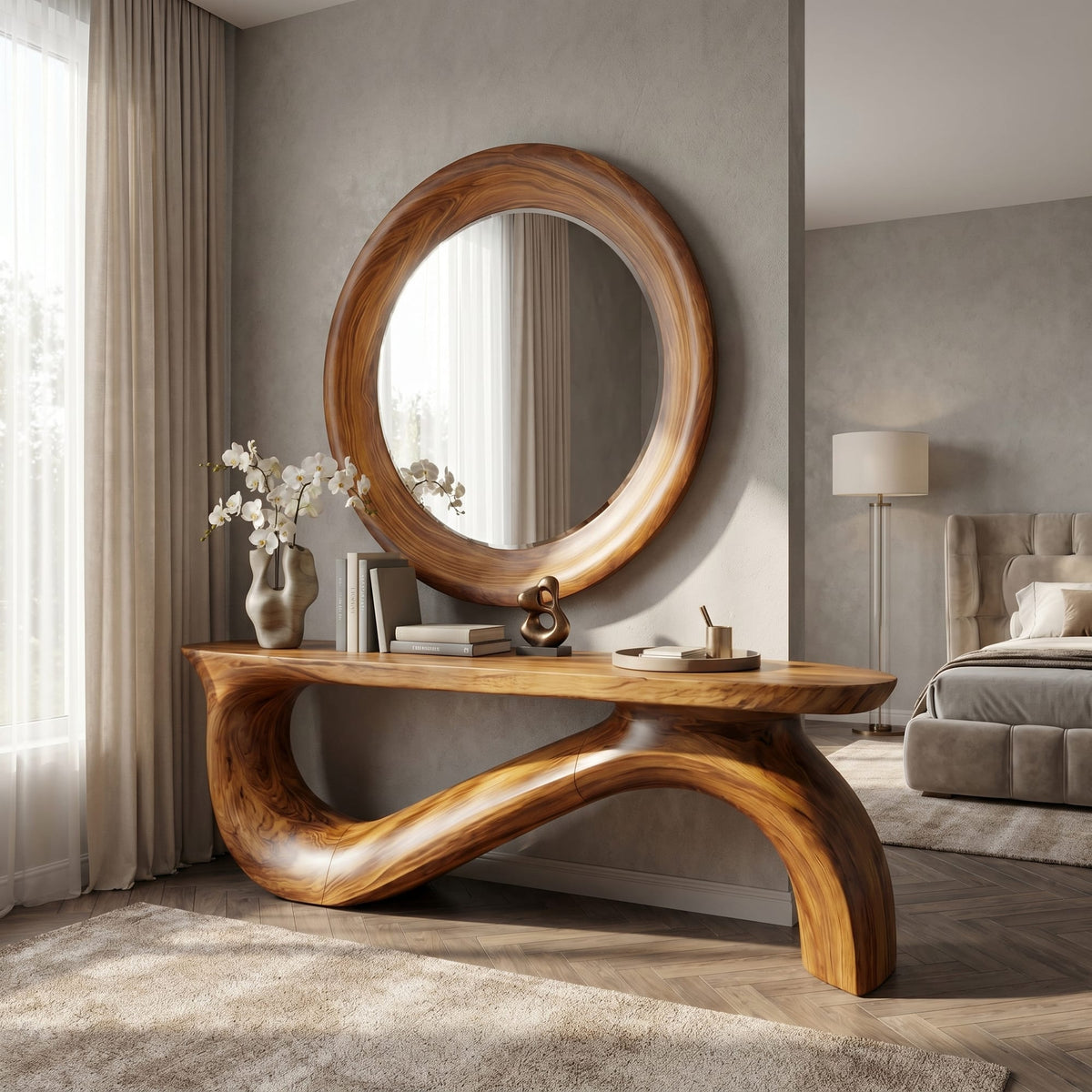 Sculptural Deco Console Table