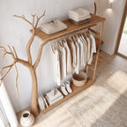 Rustic Clothing Shelf Rack Entryway Bedroom, solid wood, built to order