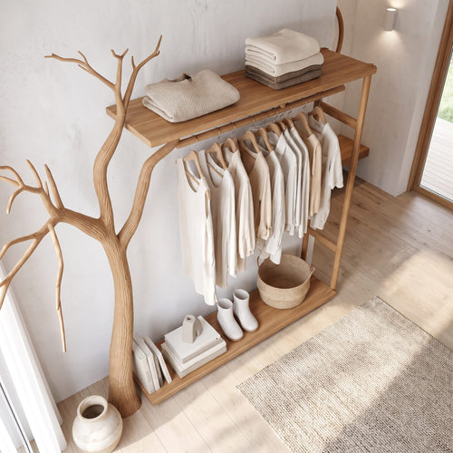 Rustic Clothing Shelf Rack Entryway Bedroom, solid wood, built to order