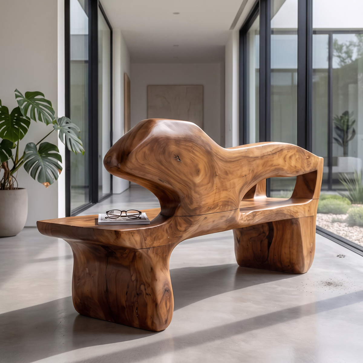 Rustic Bench Live Edge Design, solid wood, built to order, view 2