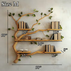 Mid Century Wood Tree Bookcase Wall Mounted Shelf, solid wood, built to order