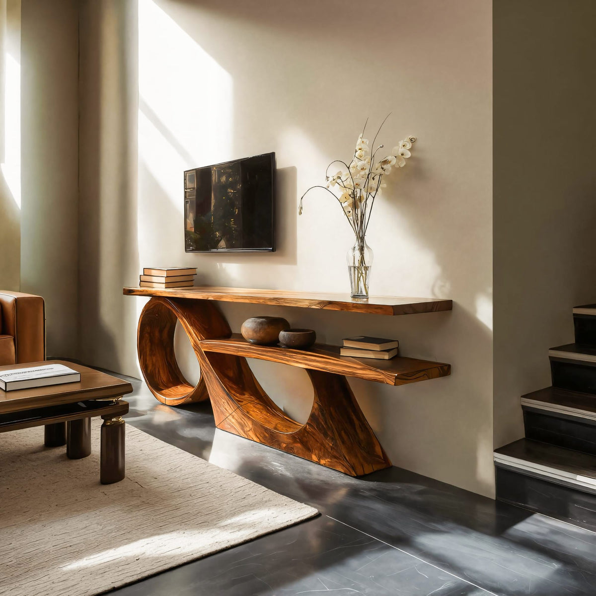 TV Console for Entertainment Display, solid wood, built to order