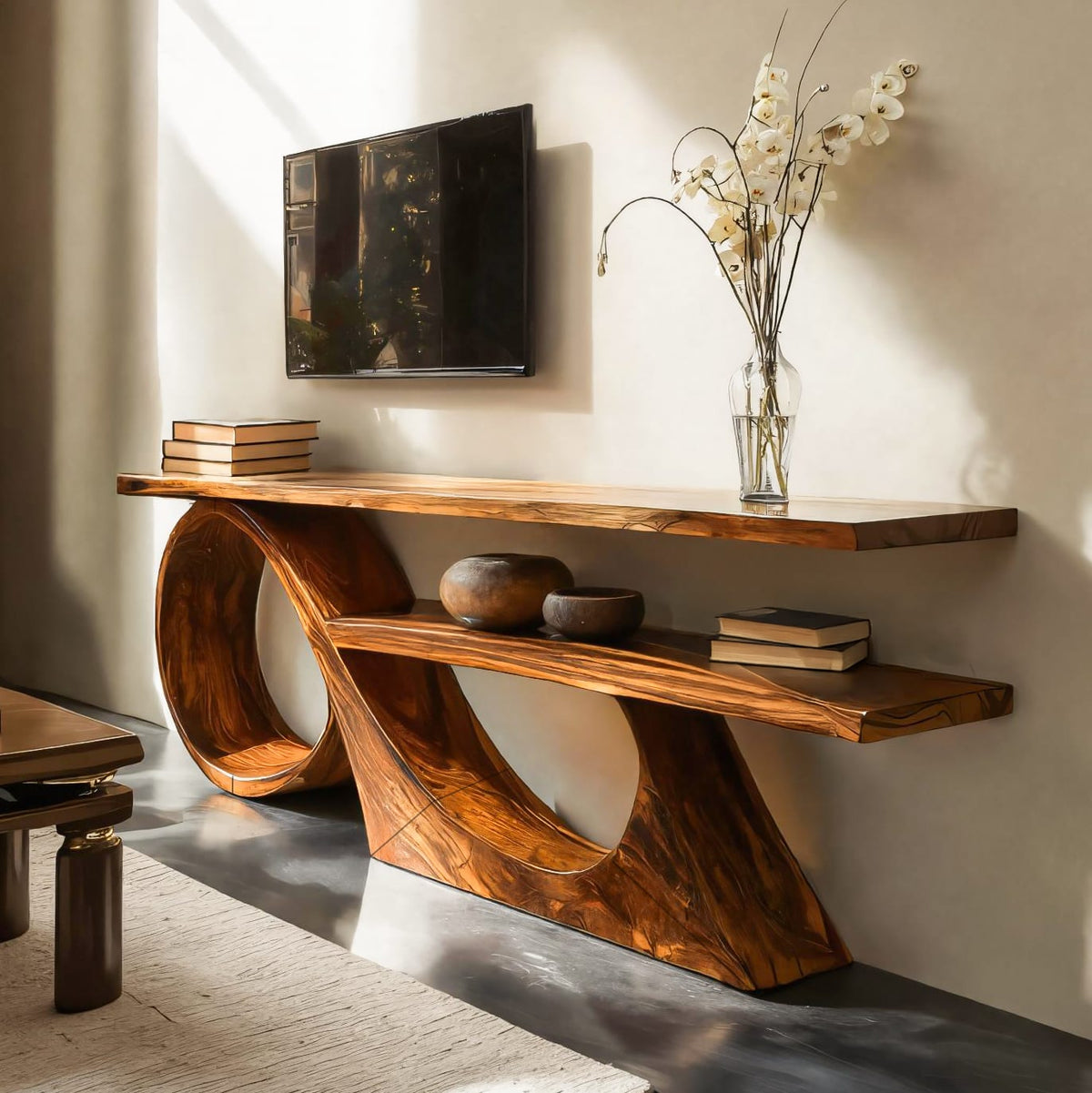 TV Console for Entertainment Display, solid wood, built to order