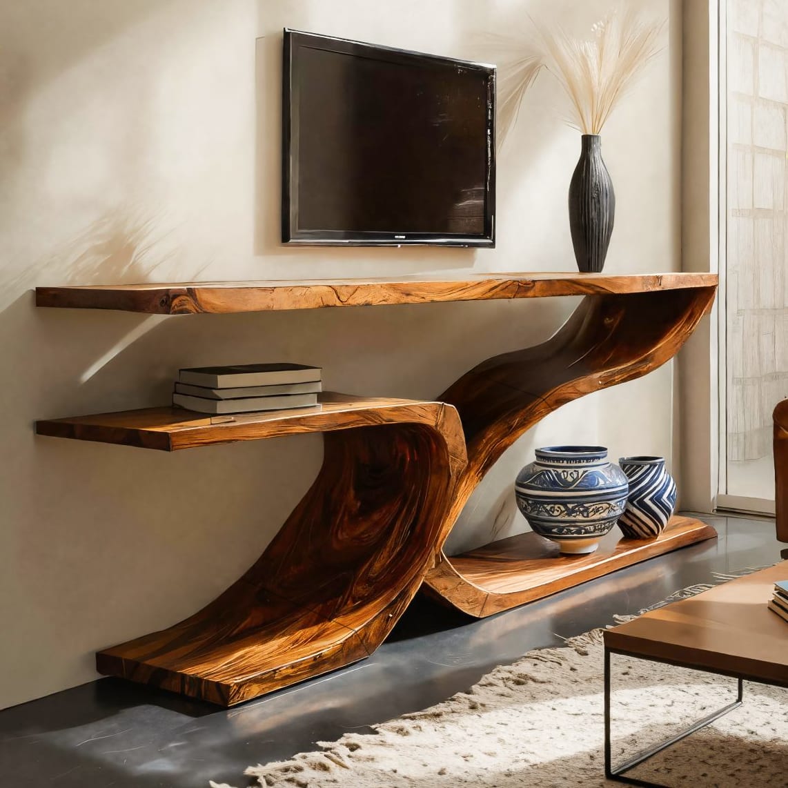 Contemporary TV Stand, solid wood, built to order