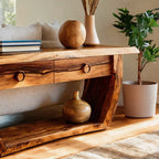 Handcrafted Curved Console Table, solid wood, built to order