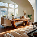 Handcrafted Curved Console Table, solid wood, built to order