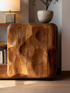 Artistic Sideboard with Cabinet and Shelves, solid wood, built to order