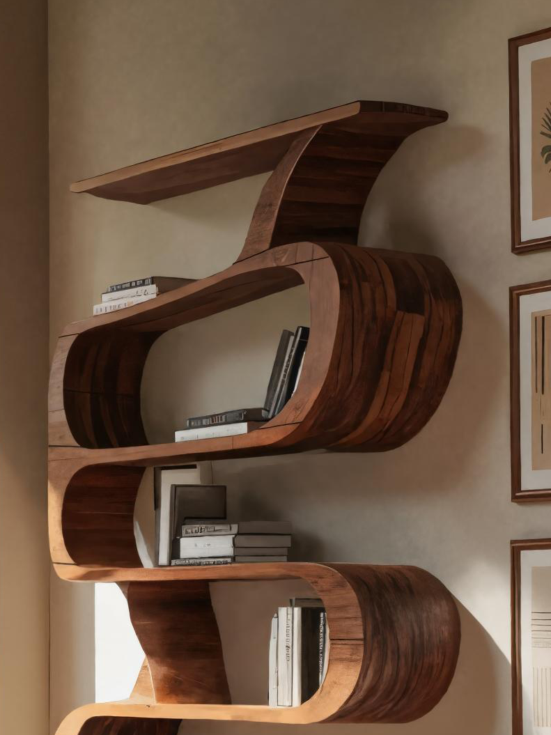 Modern Curved Open Bookshelf