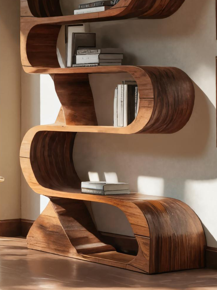 Modern Curved Open Bookshelf
