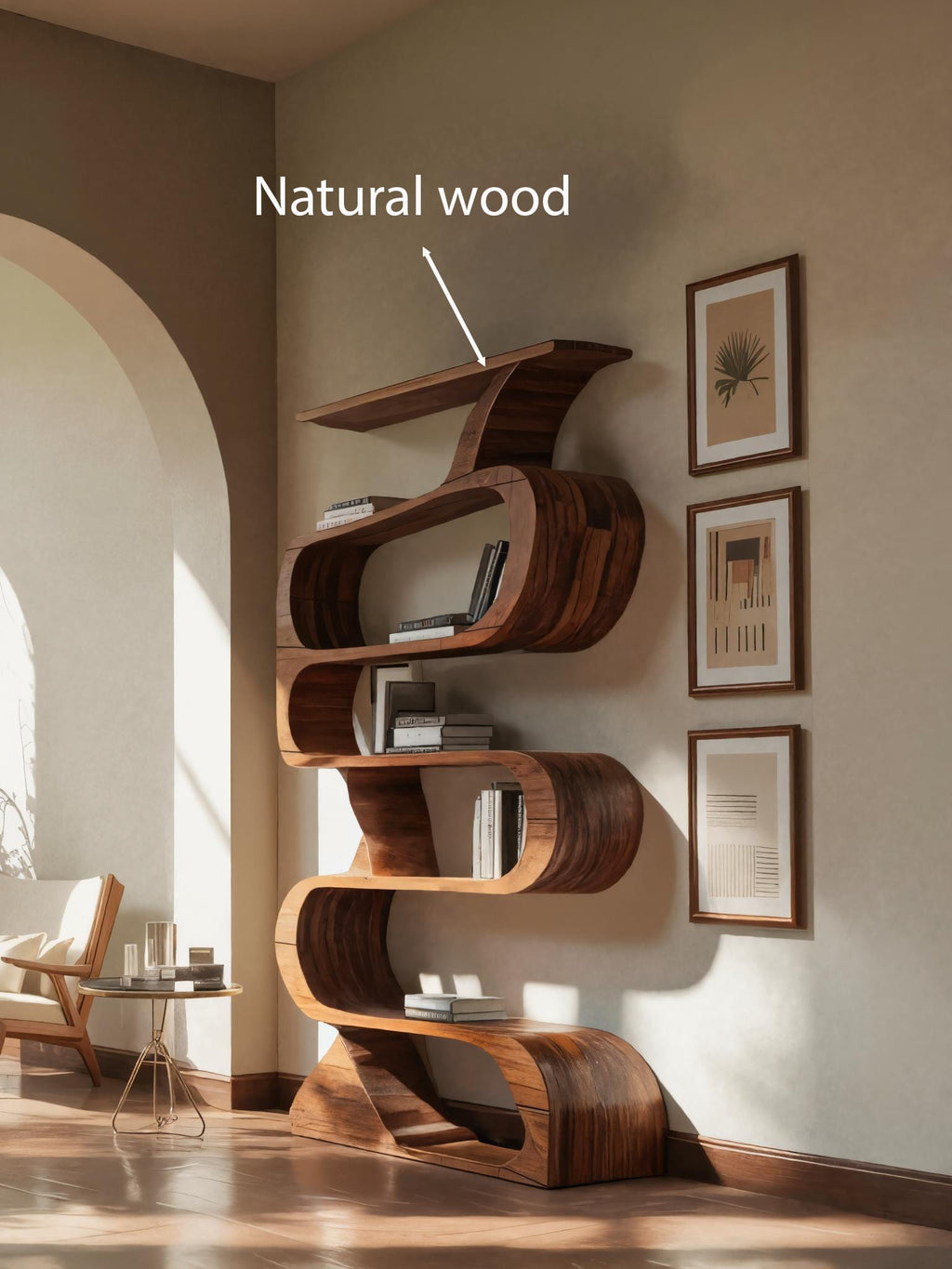 Modern Curved Open Bookshelf