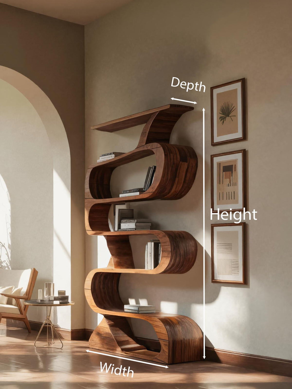 Modern Curved Open Bookshelf