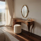 Handcrafted Vanity Table with Sculptural Legs, solid wood, built to order
