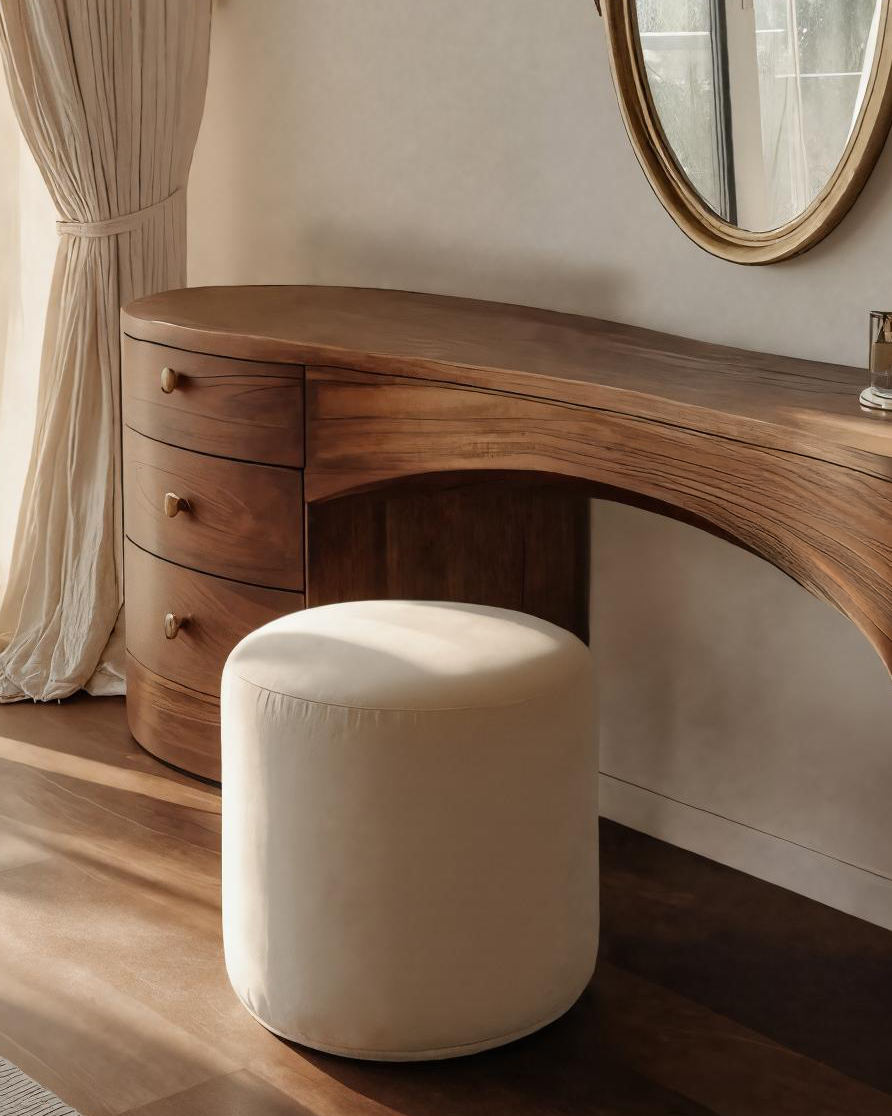 Handcrafted Vanity Table with Sculptural Legs, solid wood, built to order