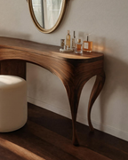 Handcrafted Vanity Table with Sculptural Legs, solid wood, built to order