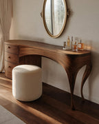Handcrafted Vanity Table with Sculptural Legs, solid wood, built to order