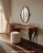 Handcrafted Vanity Table with Sculptural Legs, solid wood, built to order